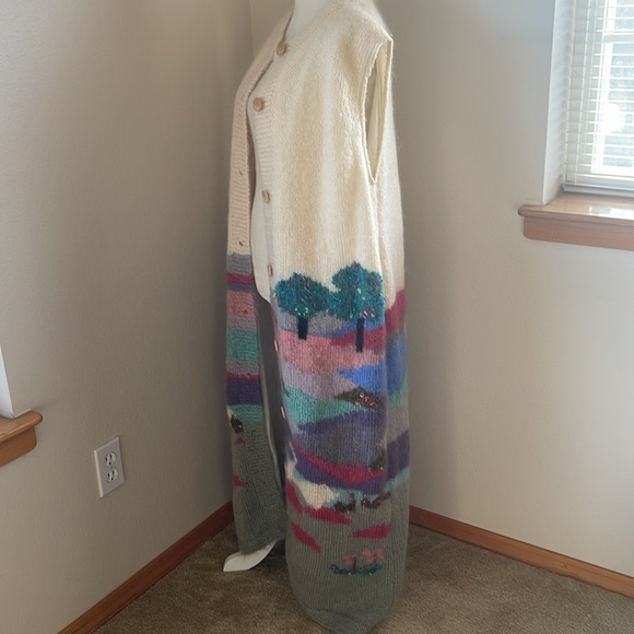 Susan Vale Floor Length Hand Knitted Sweater Mohair Pockets Lined Grandmacore - Picture 7 of 13